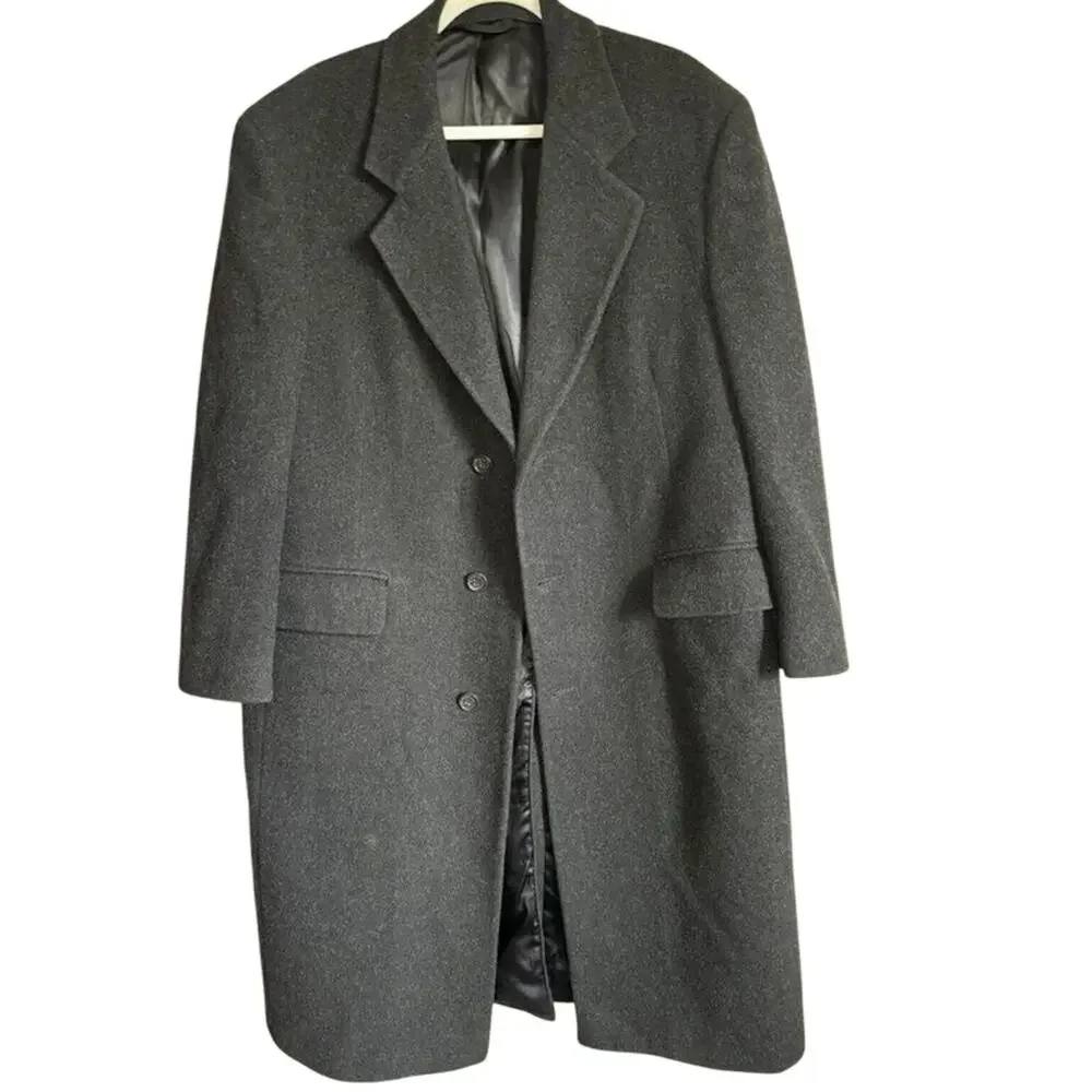 HARWELL’s Wool Cashmere Blend Double-Breasted Over Coat VTG  Size 44